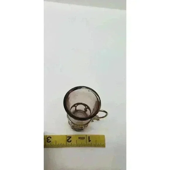 Vintage California Souvenir Shot Glasses Silver Handled Holders Set Of 4 1950s - Picture 13 of 14